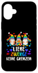 Coque pour iPhone 16 Plus LGBT Pride,Nains de jardin, Arc-en-ciel, allemand