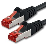 1aTTack.de 15m Cat6 Ethernet Cable Lan Patch Cat 6 Cables Internet Rj45 Plug 1Gbit/s SFTP PIMF - black - 1 piece 15m