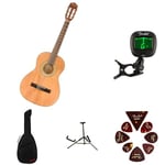 Fender FA-25N 3/4 size Nylon String Acoustic Guitar Kit for Beginners, includes Tuner, Picks, Guitar Stand and Padded Gig Bag