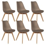 MEDALINE - Lot de 6 Chaises Scandinaves Taupe