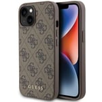 Étui Coque IPHONE 15 Guess Simili Cuir Braun Avec Couleur Dorée Logo