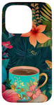 Coque pour iPhone 14 Pro White Pop Art Tropical Magic Book Floral Coffee Books