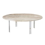 Gubi - IOI Coffee Table - Round, Ø100 Top Rippled Beige, Base Chrome Base / Brass Sphere - Småbord & sidebord - GamFratesi - Sølv,Beige - Metall/Stein