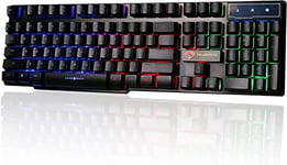 CGZZ Clavier de Jeu, Clavier de Jeu PIPRE PC PS4 Clavier de Jeu Filaire USB Clavier de Jeu avec rétro-éclairé LED Clavier pour PC/Ordinateur portable/PS4/Xbox One