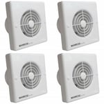 4 x Manrose QF100T "Quiet" Extractor Fans with Timer for 4"/100mm duct