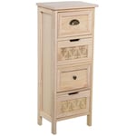 DRW Commode avec 4 tiroirs en bois MDF naturel 34 x 24 x 87 cm