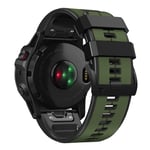 Garmin Fenix 7X / Fenix 6X - Silikone rem 26mm - Militærgrøn/Sort