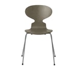 Fritz Hansen - 3101 Myran 4 ben, Färgad Ask, Olive Green, Underrede Silver Grey - Ruokapöydän tuolit - Arne Jacobsen - Vihreä - Metalli/Puu