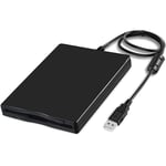 Groofoo Lecteur de Disquette Externe usb fdd 1,44 mb, Plug-and-Play pc et Mac, Slimline Floppy Disk Drive Externe Portable Noir Windows