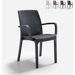 Chaise empilable polyrotin accoudoirs bar jardin extérieur Indiana BICA Couleur: Noir