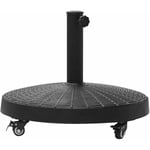 Pied de parasol base de lestage rond poids net 22,7kg en résine avec 4 roulettes - dim. ø 52 x 41H cm - noir - Noir