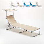 Beach And Garden Design - Bain de soleil pliant transat chaise longue piscine pare-soleil California Couleur: Beige