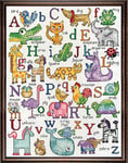 Design Works Kit de Point de Croix 14-Count Aïda Blanc ABC Animaux, Multicolore