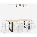 Ahd Amazing Home Design - Ensemble 6 Chaises Transparentes Polycarbonate et Table 180x80cm salon salle à manger style Industriel Jaipur l Couleur:
