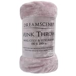 Dreamscene Luxury Faux Fur Large King Mink Fleece Ultra-Soft Snug Cosy Decorative Throw Over-Bed Sofa Warm Blanket, Blush Pink - 200 x 240cm