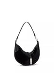 Polo Ralph Lauren Polo ID Velvet Leather Trim Shoulder Bag, Black