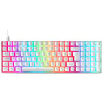 Mars Gaming MKULTRA, Clavier Mécanique Blanc RGB, Compact 96%, Switch Outemu SQ Bleu, Portugais -US