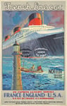 NORMANDIE PAQUEBOT Rf47 - POSTER HQ 40x60cm d'une AFFICHE VINTAGE