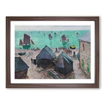 Departure Of The Boats By Claude Monet Classic Painting Framed Wall Art Print, Ready to Hang Picture for Living Room Bedroom Home Office Décor, Walnut A3 (46 x 34 cm)