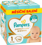 Pampers Premium Care Tape-Bleier, 1 Størrelse, 156 Bleier, 2-5 Kg