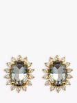 Eclectica Pre-Loved 22ct Gold Plated Swarovski Crystal Clip-On Earrings, Gold/Grey