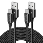 Long Cable USB Tyep-C, [3m Lot de 2] Câble USB A vers USB C Charge Rapide Cordon USB C Compatible avec S10 S9 S20 S21 S22 S23 Plus, A14 A13 A33 A54 A12, Pixel, Redmi -Noir.[V146]