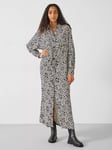 HUSH Sabrina Ecovero Maxi Shirt Dress, Mini Geo Black