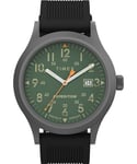 Timex Montre pour Homme Expedition Scout 40 mm - Bracelet en Silicone Noir, Cadran Vert, boitier Gris Acier TW4B30200