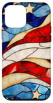 Coque pour iPhone 12 mini Vitrail rouge patriotique vintage