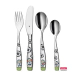 WMF Children's Cutlery Football 4-Piece Set from 3 Years Cromargan Polished Dishwasher Colour and Food Safe, stainless steel, Silver, 21.3 x 15.5 x 2.5 cm