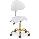 Siège selle 55-69 cm 150kg Blanc/doré siège selle de cheval Tabouret à roulettes