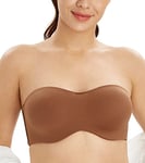 Lemorosy Soutien-Gorge Bandeau Non rembourré sans Bretelles Taille Plus T-Shirt pour Femme（Marron,FR105E