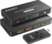 Multi Hdmi,Multiprise Hdmi 4K Switch Hdmi 3 Entrées 1 Sortie,Commutateur Hdmi Avec Télécommande Splitter Hdmi Full Hd 4K,Hdmi Switch 3 Ports Pour Tv,Ps5,Lecteur Blu-Ray,Dvd,Xbox(Noir)