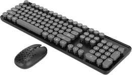 Clavier Et Souris Sans Fil,Clavier Retro Sans Fil 104 Touches Avec Touches Rondes Et Clavier Numerique Pour Ordinateur De Bureau Clavier Souris Combo(Tableau Noir)