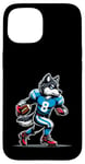 Coque pour iPhone 15 Wolf Football américain pour garçons