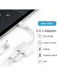 kpl valkoinen 2-in-1 Dual Type-C -kuulokesovitin ja USB-C-jakaja Aux-liittimellä latausmuuntimella Yhteensopiva Huawei Samsung Xiaomi-Whiten kanssa