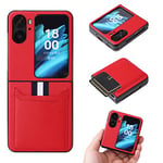 COQUE pour Oppo Find N2 Flip étui, Oppo Find N2 Flip Lychee Pattern Card Slot Case(Rouge)