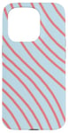 Coque pour iPhone 15 Pro Fond bleu clair et motif lignes orange clair