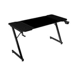 MARSGAMING MGD-X140, Bureau Gaming Ergonomique, Surface en Fibre de Carbone, Structure Métallique, Tapis de Souris XXL, Supports Casque et Boissons, Gestion des Câbles, Bureau Gaming 140x60cm, Noir