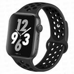 Sportrem för Apple Watch Band 45 mm 49 mm 44 mm 40 mm 41 mm 42 mm Silikonarmband correa iWatch Ultra 2 Series 9 8 SE 7 6 5 4 3 Obsidian-black 20 S-M