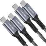 Câble Usb C Vers Usb C[2m+2m/Lot De 2],Câble Usb Type C 60w 3a Charge Rapide Nylon Tressé Pour Galaxys21 Ultra S20 S10 S9 A70 Note10, Huawei,Google Pixel 3a 4xl,Ipad Pro 2021 2018,Macbook Pr[Q494]