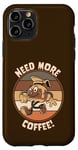 Coque pour iPhone 11 Pro Cafetière rétro vintage avec inscription « Running Need More Coffee »