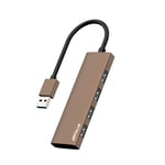 ANYPLUS Hub USB 3.0 en Alliage d'aluminium Ultra Fin, répartiteur USB Portable à 4 Ports, hub USB pour Ordinateur Portable, PC, MacBook, iMac, Surface Pro, Mac Pro, clé USB, XPS【Marron】