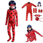 Bimirth Kids Girl Ladybug Cosplay Set Halloween Party Jumpsuit Fancy Dress Kostym med ögonbindel, peruk, väska-yky Yz 160(150-160CM)