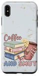 Coque pour iPhone XS Max Funny Coffee and Smut Bookworm Librarian Skeleton Retro Cute