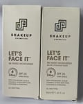 Shake Up Cosmetics Let’s Face It BB Tinted Moisturiser Dark Shade 50ml x2