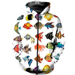 Unisex 3D Printed Hoodies,Unisex Hoodied Zip Sweatshirt Tropical Fish Animal Print White Warmer Long Sleeve Drawstring Pocket Jacket Gift For Men Women Couple Student,Xxl