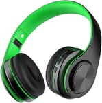 Wilress ¿¿couteurs Bluetooth Sans Fil, Pliables, Avec Microphone, St¿¿r¿¿o Hi-Fi Rechargeable, Radio Fm, Pure Bass Sound Headsets Pour Mobile Phone, Pc, Ordinateur Portable, Tablette-Vert