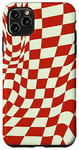 Coque pour iPhone 11 Pro Max Groovy Checkered Swirl Red Checkerboard Retro Aesthetic