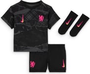 Nike Fc Chelsea 2024/25 Stadium Third Ensemble réplique de maillot de football 3 pièces (bébé et tout-petit), anthracite/noir/jaune opti/rose Prime, FQ2280-061, 12-18